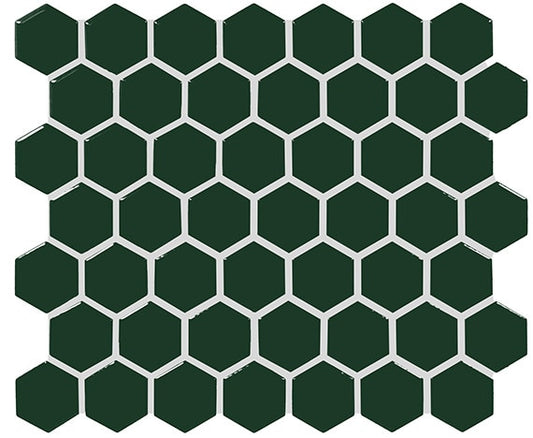 11/2 Color Story Mosaics Hexagon  Mosaic Solid-Color Glossy Smooth Ceramic Tile Emerald Green