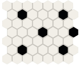 Black White - 12x14 Color Story Mosaics Hexagon Mosaic Mixed-Color Matte Smooth Ceramic Tile