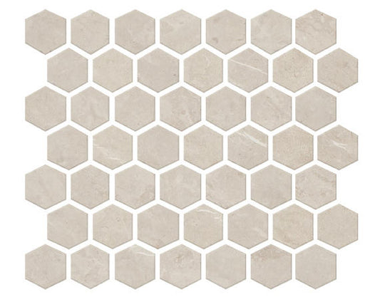 11/2x11/2 Prime Hexagon  Mosaic Stone-Look Matte Smooth Ceramic Tile Bright Beige
