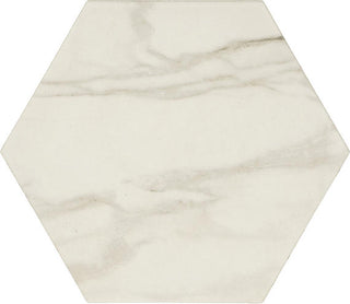 Cream White - 12x14 Perpetuo Hexagon Honeycomb Mosaic Marble-Look Matte Smooth Porcelain Tile