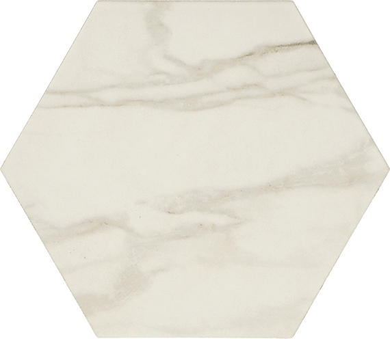 11/2 Perpetuo Hexagon Honeycomb  Mosaic Marble-Look Matte Smooth Porcelain Tile Cream White