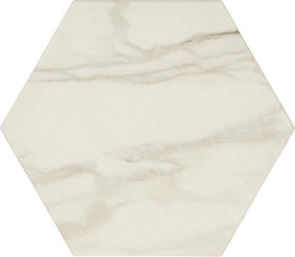 11/2 Perpetuo Hexagon Honeycomb  Mosaic Marble-Look Matte Smooth Porcelain Tile Cream White
