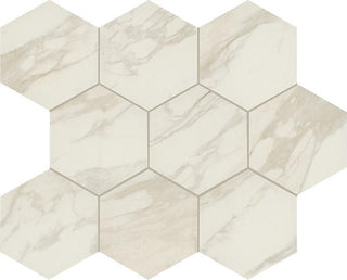 12x14 Perpetuo Hexagon Honeycomb Mosaic Marble-Look Matte Smooth Porcelain Tile