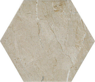 Warm Beige - 12x14 Perpetuo Hexagon Honeycomb Mosaic Marble-Look Matte Smooth Porcelain Tile