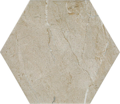 11/2 Perpetuo Hexagon Honeycomb  Mosaic Marble-Look Matte Smooth Porcelain Tile Warm Beige