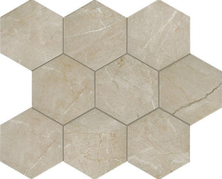 12x14 Perpetuo Hexagon Honeycomb Mosaic Marble-Look Matte Smooth Porcelain Tile