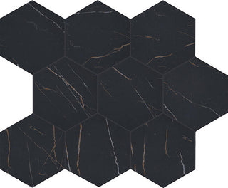12x14 Perpetuo Hexagon Honeycomb Mosaic Marble-Look Matte Smooth Porcelain Tile