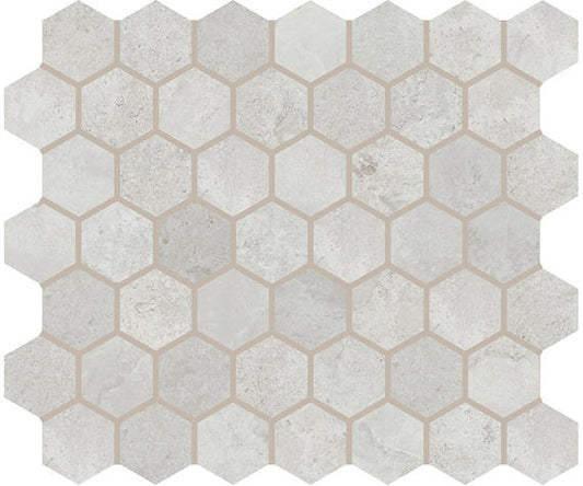 11/2x11/2 Rochester Hexagon  Mosaic Stone-Look Matte Smooth Porcelain Tile White