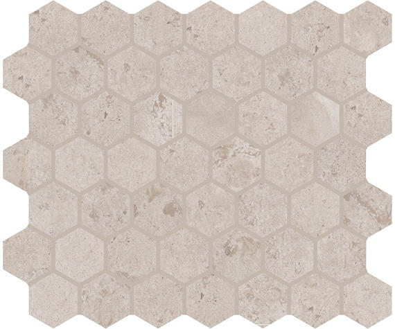 11/2x11/2 Rochester Hexagon  Mosaic Stone-Look Matte Smooth Porcelain Tile Beige