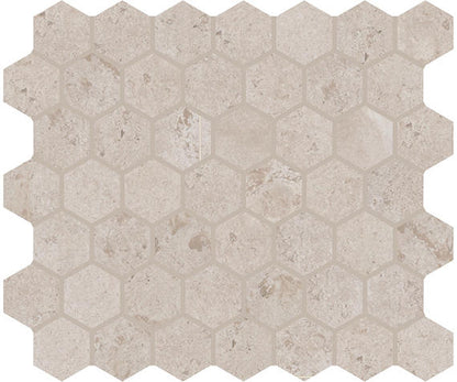 11/2x11/2 Rochester Hexagon  Mosaic Stone-Look Matte Smooth Porcelain Tile Beige