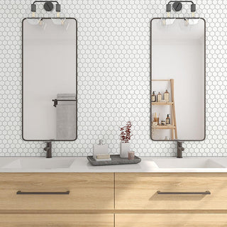 Elegant White - 12x10 Artezen Hexagon Honeycomb Mosaic Solid-Color Glossy Smooth Ceramic Tile