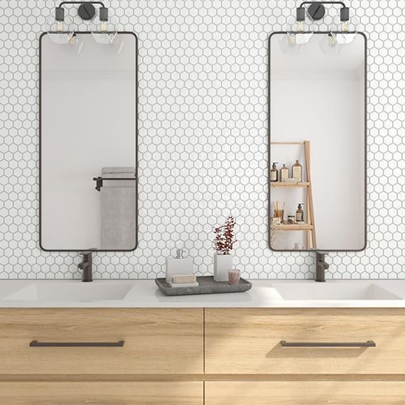 11/2 Artezen Hexagon Honeycomb  Mosaic Solid-Color Glossy Smooth Ceramic Tile Elegant White