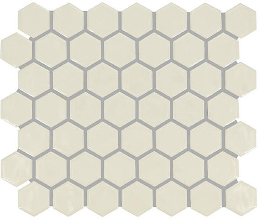 11/2 Artezen Hexagon Honeycomb  Mosaic Solid-Color Glossy Smooth Ceramic Tile Sand Beige