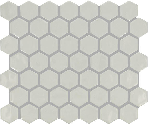 11/2 Artezen Hexagon Honeycomb  Mosaic Solid-Color Glossy Smooth Ceramic Tile Light Gray