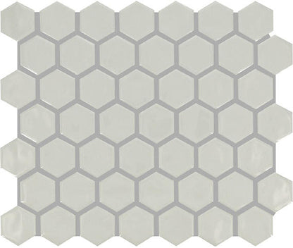 11/2 Artezen Hexagon Honeycomb  Mosaic Solid-Color Glossy Smooth Ceramic Tile Light Gray