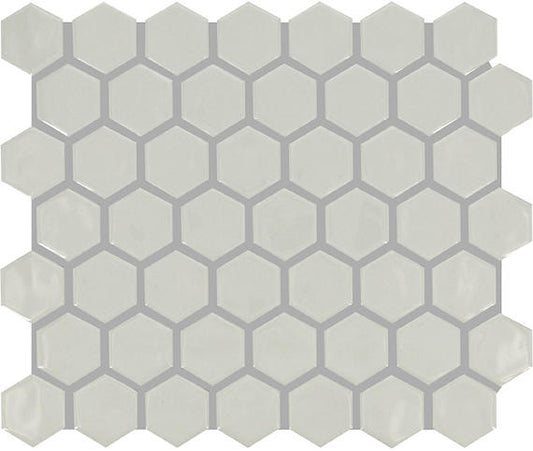 11/2 Artezen Hexagon Honeycomb  Mosaic Solid-Color Glossy Smooth Ceramic Tile Light Gray