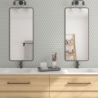 Light Gray - 12x10 Artezen Hexagon Honeycomb Mosaic Solid-Color Glossy Smooth Ceramic Tile