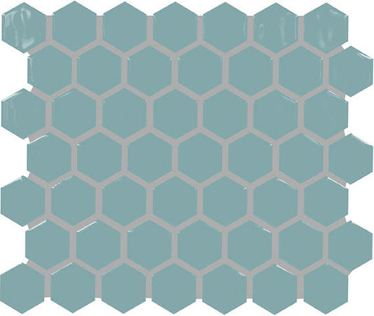 11/2 Artezen Hexagon Honeycomb  Mosaic Solid-Color Glossy Smooth Ceramic Tile Soft Blue
