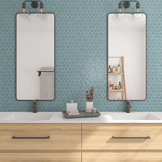 Soft Blue - 12x10 Artezen Hexagon Honeycomb Mosaic Solid-Color Glossy Smooth Ceramic Tile