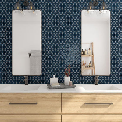 11/2 Artezen Hexagon Honeycomb  Mosaic Solid-Color Glossy Smooth Ceramic Tile Deep Blue
