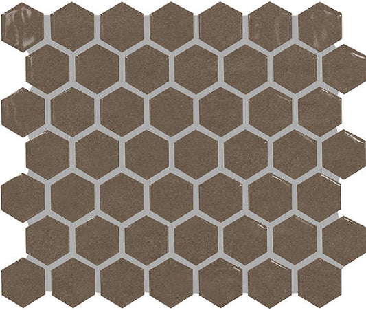 11/2 Artezen Hexagon Honeycomb  Mosaic Solid-Color Glossy Smooth Ceramic Tile Metallic Vibe