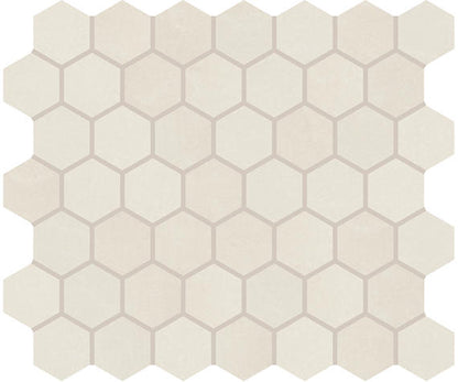 12x10 Moroccan Concrete Hexagon  Mosaic Concrete-Look Matte Smooth Porcelain Tile Off White