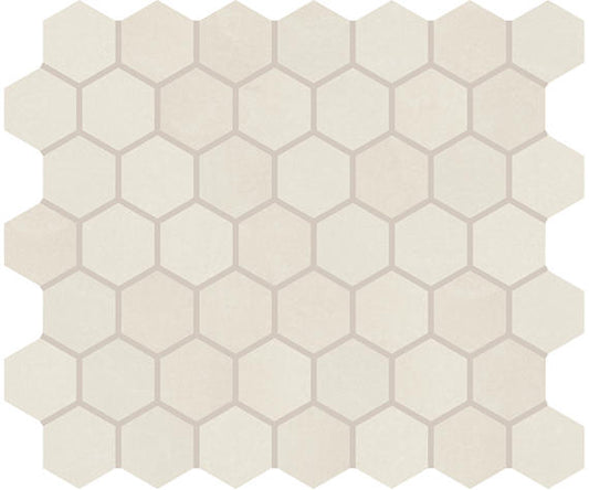 12x10 Moroccan Concrete Hexagon  Mosaic Concrete-Look Matte Smooth Porcelain Tile Off White