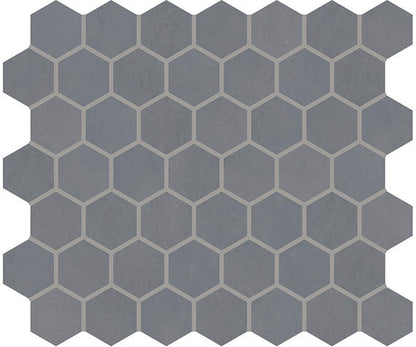 12x10 Moroccan Concrete Hexagon  Mosaic Concrete-Look Matte Smooth Porcelain Tile Blue Gray