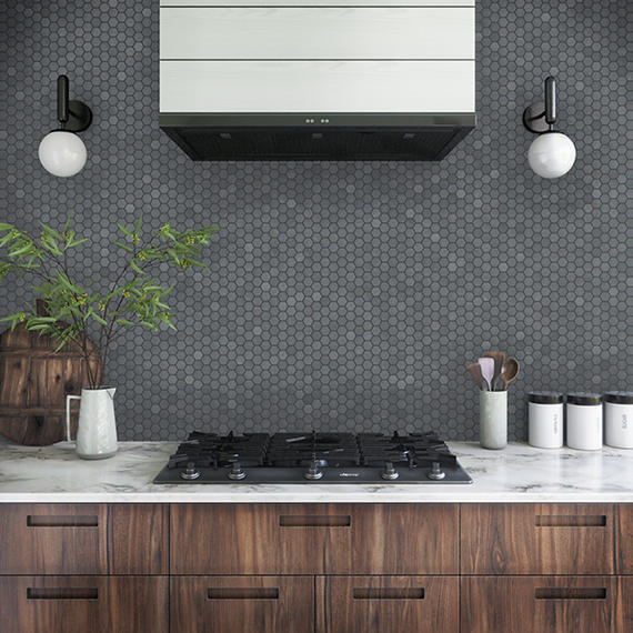 12x10 Moroccan Concrete Hexagon  Mosaic Concrete-Look Matte Smooth Porcelain Tile Blue Gray