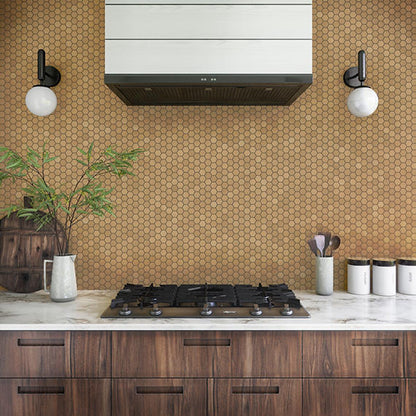 12x10 Moroccan Concrete Hexagon  Mosaic Concrete-Look Matte Smooth Porcelain Tile Yellow Brown