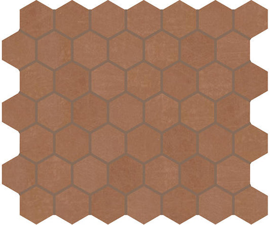 12x10 Moroccan Concrete Hexagon  Mosaic Concrete-Look Matte Smooth Porcelain Tile Red Orange