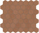 12x10 Moroccan Concrete Hexagon  Mosaic Concrete-Look Matte Smooth Porcelain Tile Red Orange
