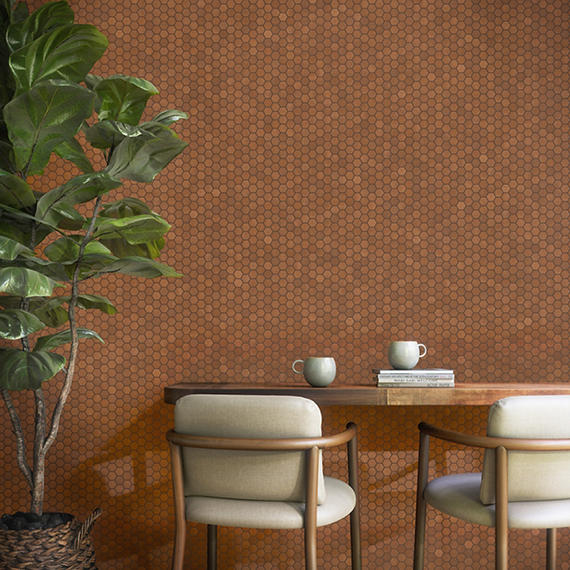 12x10 Moroccan Concrete Hexagon  Mosaic Concrete-Look Matte Smooth Porcelain Tile Red Orange