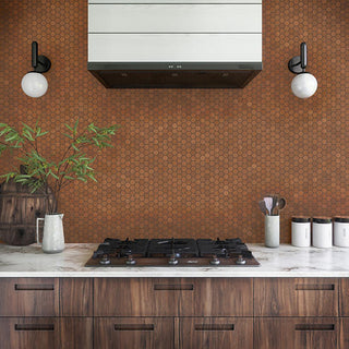 Red Orange - 12x10 Moroccan Concrete Hexagon Mosaic Concrete-Look Matte Smooth Porcelain Tile
