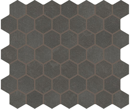 12x10 Moroccan Concrete Hexagon  Mosaic Concrete-Look Matte Smooth Porcelain Tile Dark Gray
