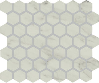 12x10 Clarasea Hexagon Mosaic Marble-Look Matte Smooth Porcelain Tile