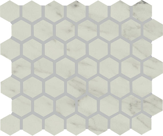 12x10 Clarasea Hexagon  Mosaic Marble-Look Matte Smooth Porcelain Tile Soft Taupe