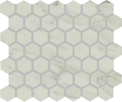 12x10 Clarasea Hexagon  Mosaic Marble-Look Matte Smooth Porcelain Tile Soft Taupe