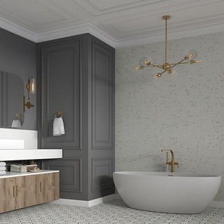 Soft Taupe - 12x10 Clarasea Hexagon Mosaic Marble-Look Matte Smooth Porcelain Tile