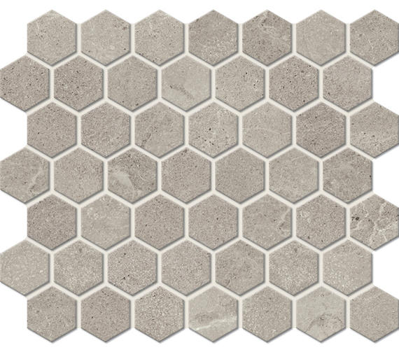 11/2x11/2 Primstone Hexagon  Mosaic Stone-Look Matte Smooth Porcelain Tile Solid Gray