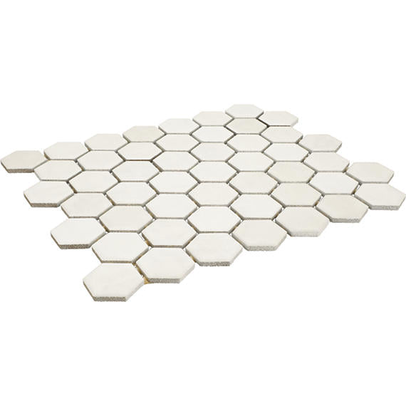 11/2 Studio Haven Hexagon  Mosaic Solid-Color Matte Smooth Ceramic Tile Cream White