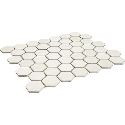 11/2 Studio Haven Hexagon  Mosaic Solid-Color Matte Smooth Ceramic Tile Cream White