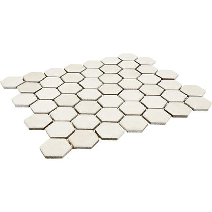 11/2 Studio Haven Hexagon  Mosaic Solid-Color Matte Smooth Ceramic Tile Ivory Cream