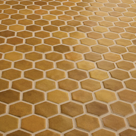 11/2 Studio Haven Hexagon  Mosaic Solid-Color Matte Smooth Ceramic Tile Golden Beige