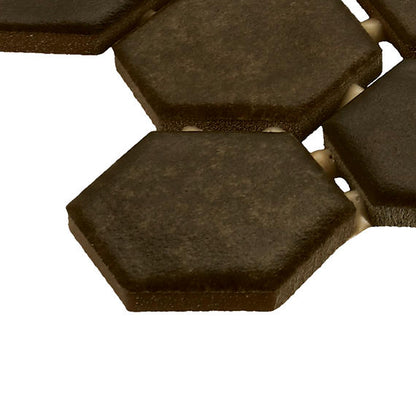 11/2 Studio Haven Hexagon  Mosaic Solid-Color Matte Smooth Ceramic Tile Deep Brown