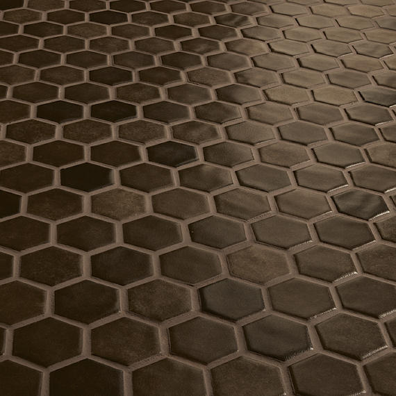 11/2 Studio Haven Hexagon  Mosaic Solid-Color Matte Smooth Ceramic Tile Deep Brown