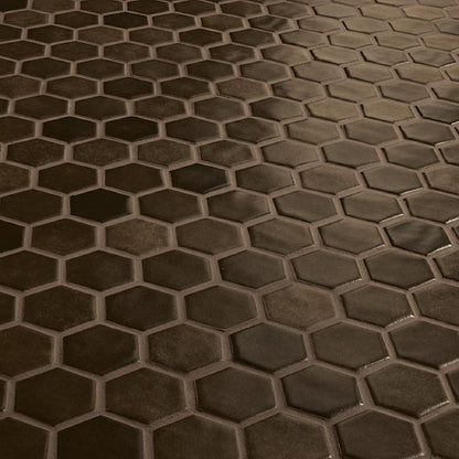 11/2 Studio Haven Hexagon  Mosaic Solid-Color Matte Smooth Ceramic Tile Deep Brown