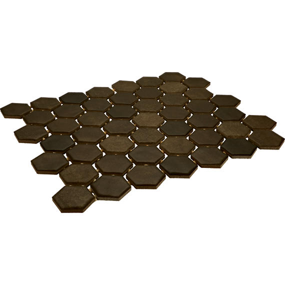 11/2 Studio Haven Hexagon  Mosaic Solid-Color Matte Smooth Ceramic Tile Deep Brown