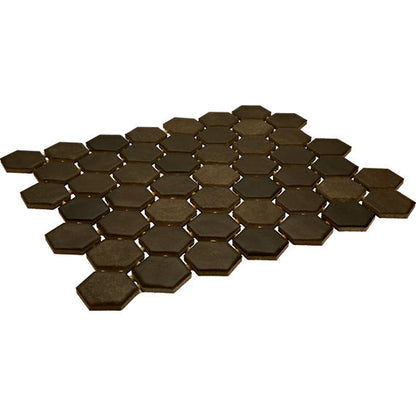 11/2 Studio Haven Hexagon  Mosaic Solid-Color Matte Smooth Ceramic Tile Deep Brown