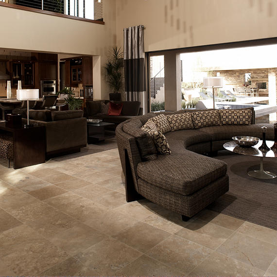 16x16 Travertine Grid Natural Travertine-Look Honed Natural Travertine Tile Light Gray
